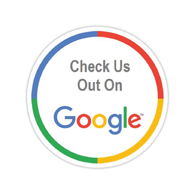 picture of a ring of google logo colors with check us out on google inside