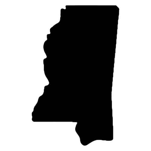 state of mississippi shape in black on white background